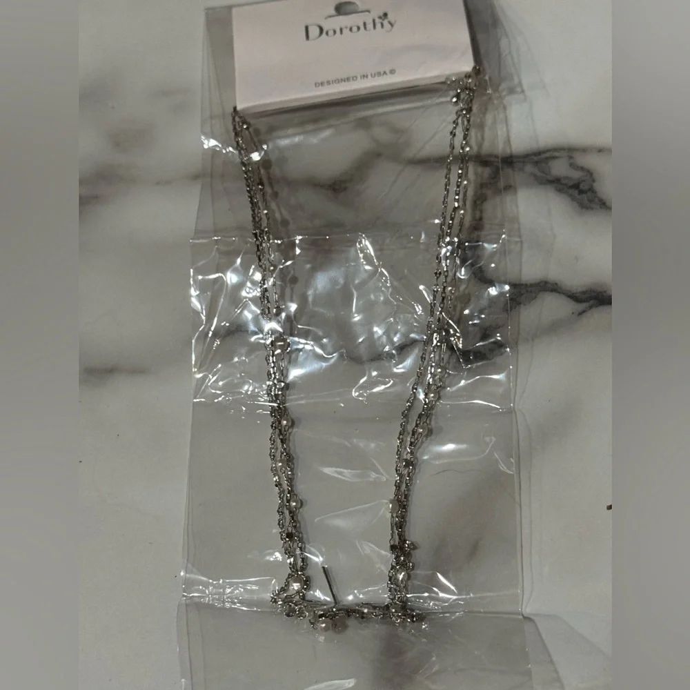 Dorothy Brand Necklace Silver Multi Layered Layer Pearl New